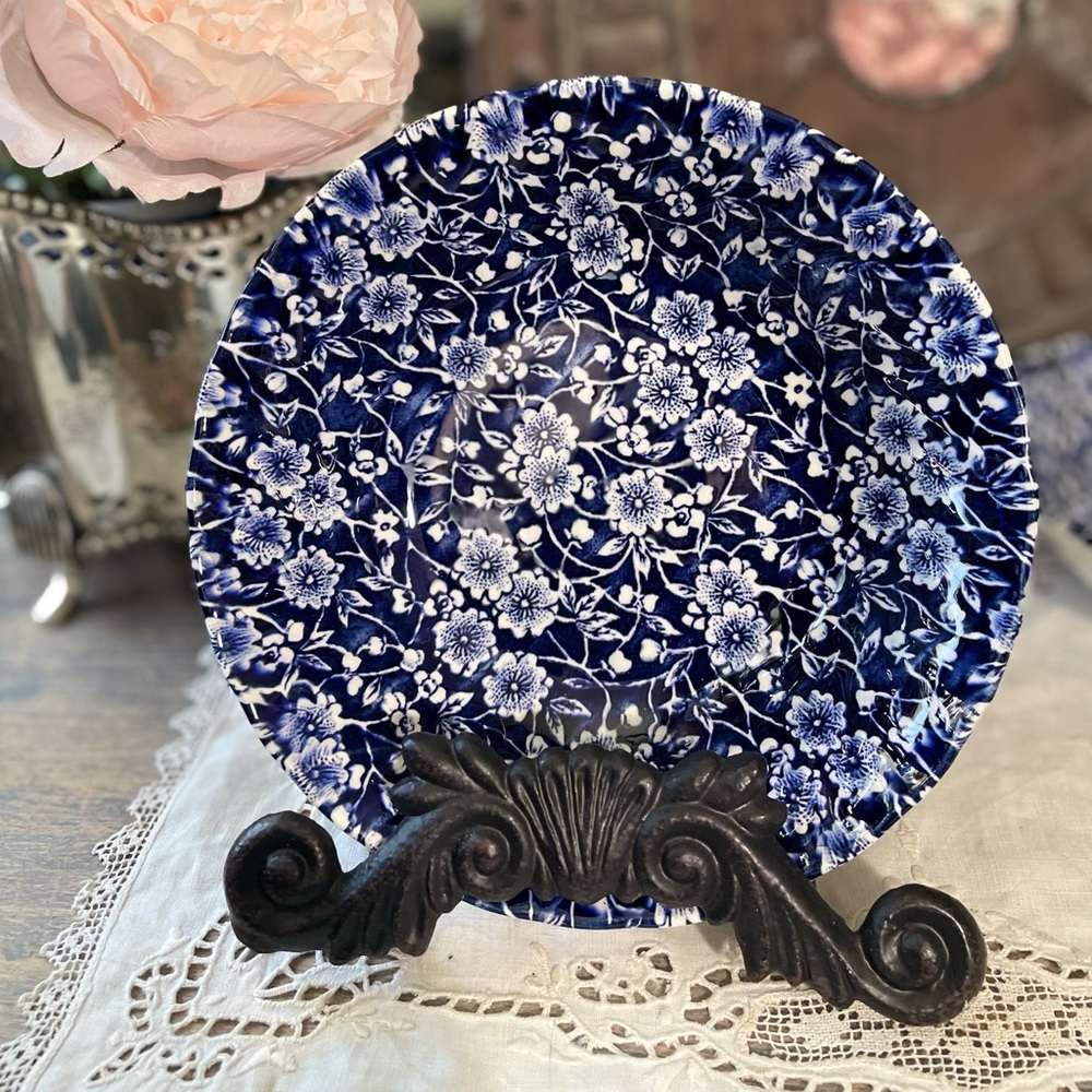Queens blue white floral ceramic 6” bowl classic traditional French country